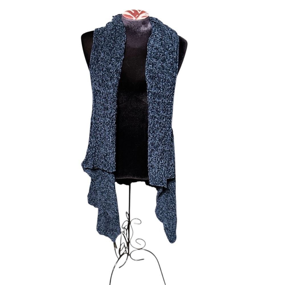 Women’s Stylish Blue Open Front Sweater Vest Shrug Chenille Feel One Size